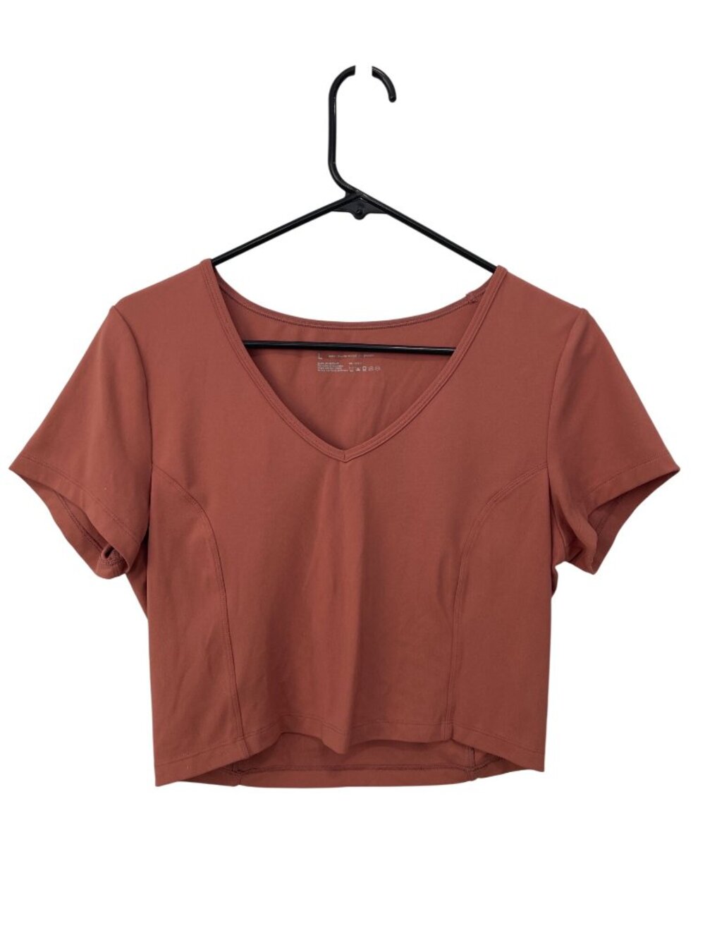 Yogalicious Lux Active Top Large Cropped V Neck Short Sleeve Athleisure Workout
